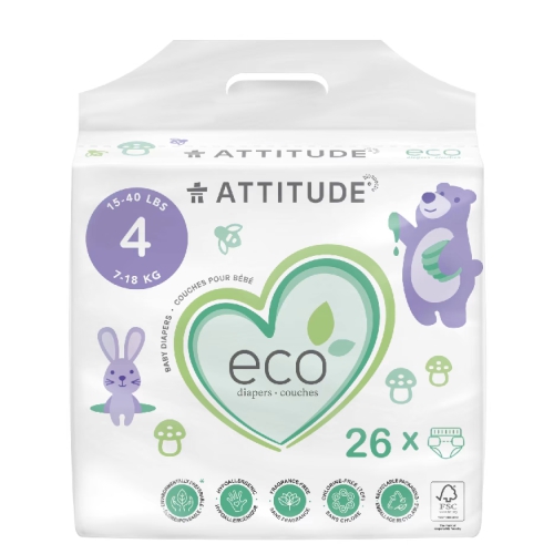 Attitude Luiers Maat 4 (7-18 kg) Ecologisch 26 Stücke