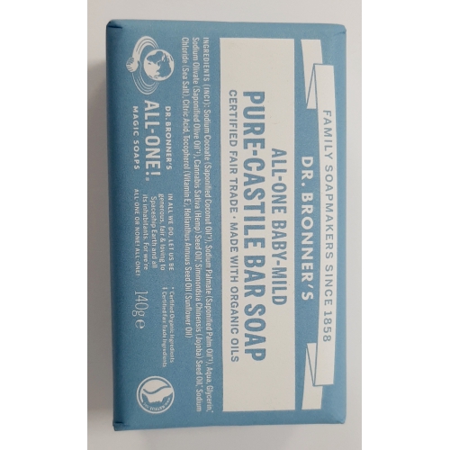 Dr. Bronner's Pure-Castile Bar Soap All-One Baby-Mild 140 Gramm