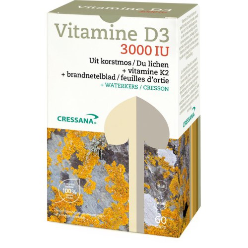 60 capsules Cressana Vitamine D3 3000 IU + Vitamine K2 Plantaardig