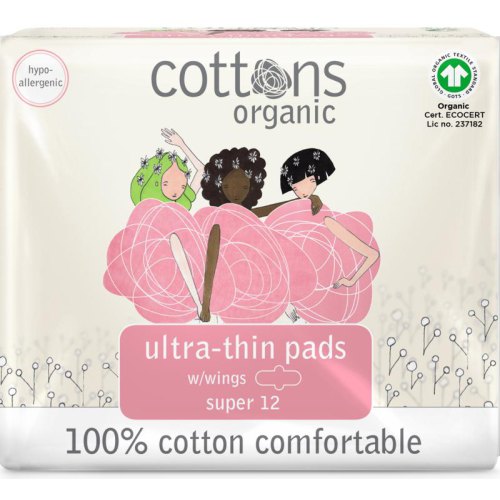 Cottons Organic Maandverband Ultra-Thin Pads WIth Wings 12 Stücke