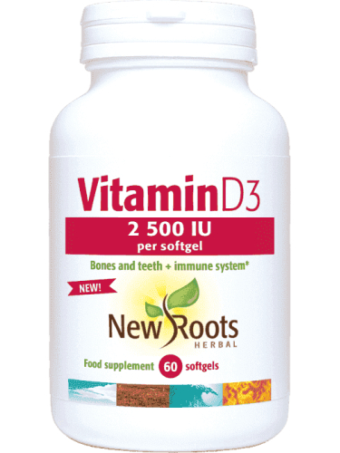 60 softgels New Roots Herbal Vitamine D3 2500IU