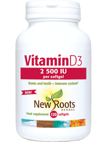 120 softgels New Roots Herbal Vitamine D3 2500IU