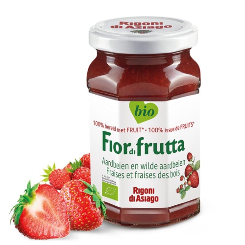 630 gram Fiordifrutta Aardbei & Wilde aardbeien Jam Biologisch