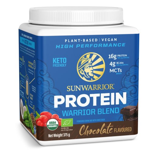 375 gram Sunwarrior Protein Warrior Blend Chocolate Flavoured