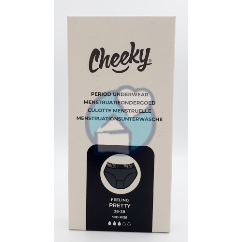 1 Stücke Cheeky Wipes Menstruatie Ondergoed Feeling Pretty Zwart Maat 36-38