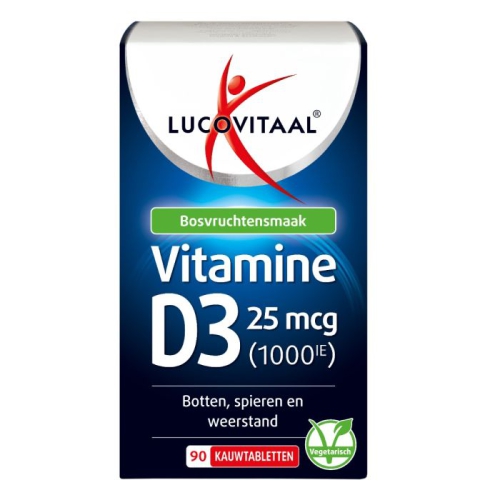 Lucovitaal Vitamine D3 25 mcg (1000IE) Bosvruchtensmaak 90 chewable tablets