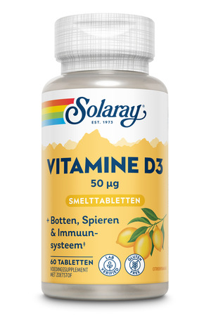 60 smelttabletjes Solaray NL Vitamine D3 50 mcg