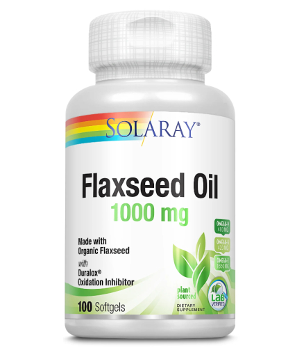 100 Softgels Solaray Flaxseed Oil 1000 mg
