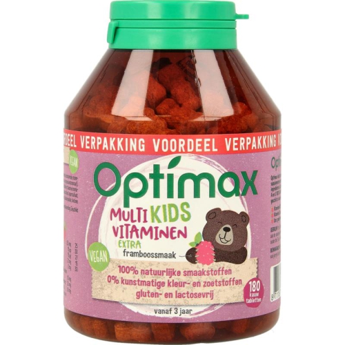 Optimax Kinder Multi Extra Framboos 180 tablets