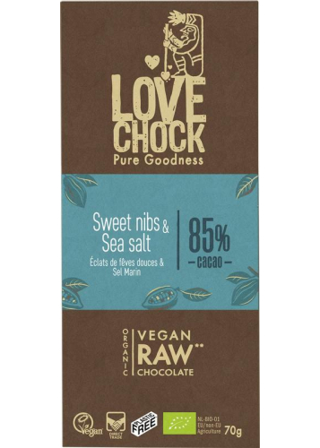 70 gram Lovechock Sweet Nibs & Sea Salt Biologisch