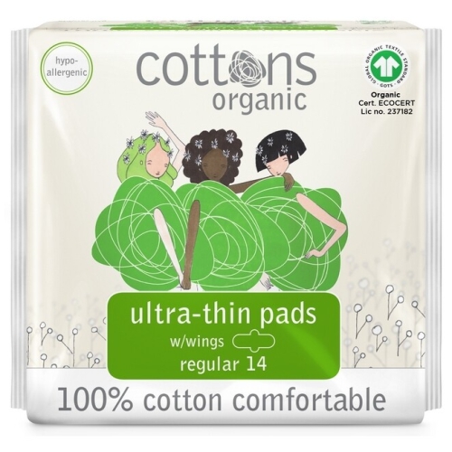 Cottons Organic Maandverband Ultra-Thin Pads With Wings 14 Stücke