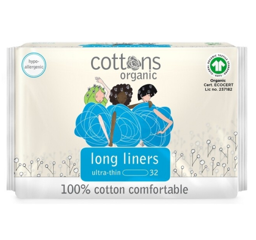 32 stuks Cottons Organic Inlegkruisjes Long Liners Ultra-Thin