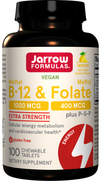 Jarrow Formulas Methyl B-12 & Methyl Folate 1000 mcg Lemon