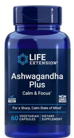 60 Vegetarische Kapseln Life Extension Ashwagandha Plus Calm & Focus