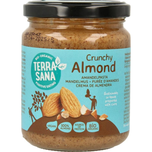 250 gram Terrasana Amandelpasta Bruin Crunchy Biologisch