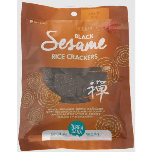 Terrasana Japanse Bruine Rijstcrackers Zwarte Sesam Biologisch