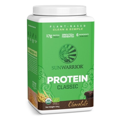 750 gram Sunwarrior Protein Classic Chocolate Biologisch