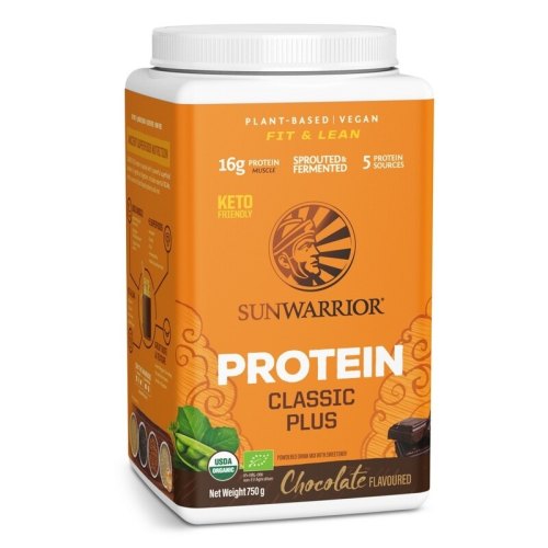 750 gram Sunwarrior Protein Classic Plus Chocolate Flavoured Biologisch