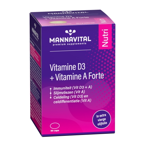 90 Kapseln Mannavital Vitamine D3 + Vitamine A Forte
