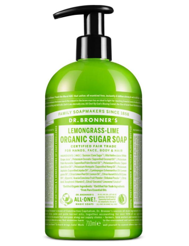 710 ml Dr. Bronner's Lemongrass-Lime Organic Sugar Soap
