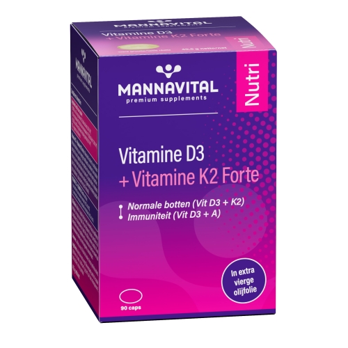 90 Softgels Mannavital Vitamine D3 + K2 Forte