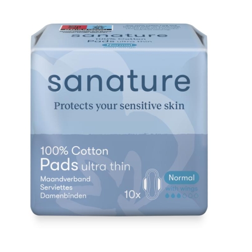Sanature Katoenen Maandverband Normaal 10 Stücke