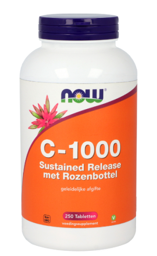 250 Tabletten NOW C-1000 Sustained Release met Rozenbottel