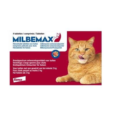 4 tabletten Milbemax Ontwormingsmiddel Kat