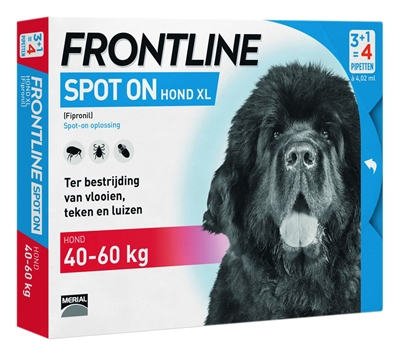 Frontline Spot On Hond XL 40-60kg (vlooien, teken & luizen) 4 Stücke