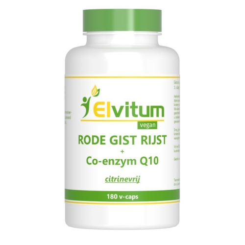 Elvitum Rode Gist Rijst + Co-enzym Q10 Citrinevrij 180 Kapseln