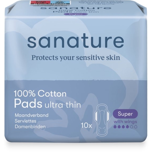 Sanature Katoenen Maandverband Super Gevoelige Huid 10 Stücke