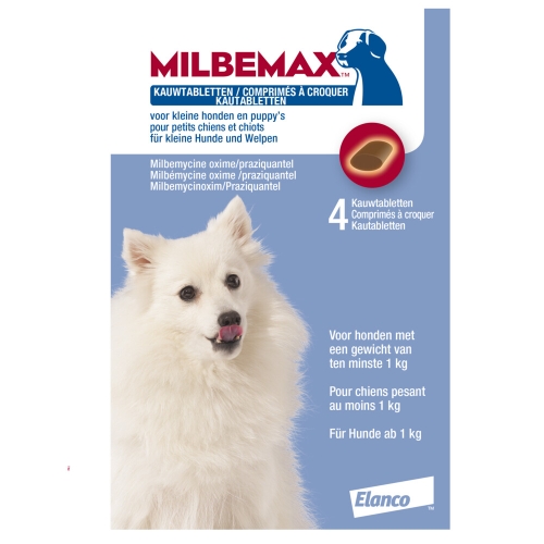 Milbemax Ontwormingsmiddel voor Kleine Honden en Puppy's 4 Kautabletten