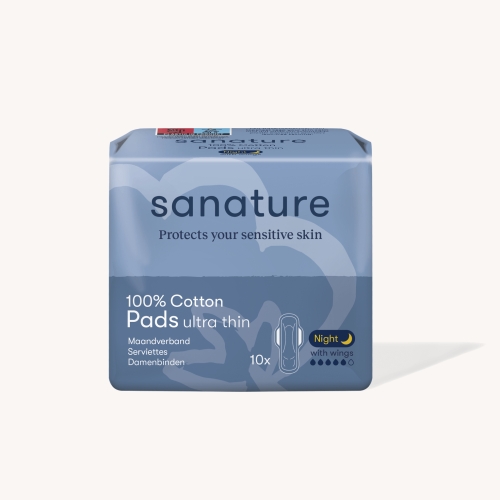 Sanature Katoenen Maandverband Ultra Night 10 Stücke