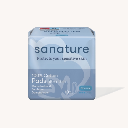 Sanature Katoenen Maandverband Normaal Zonder Vleugels 10 Stücke