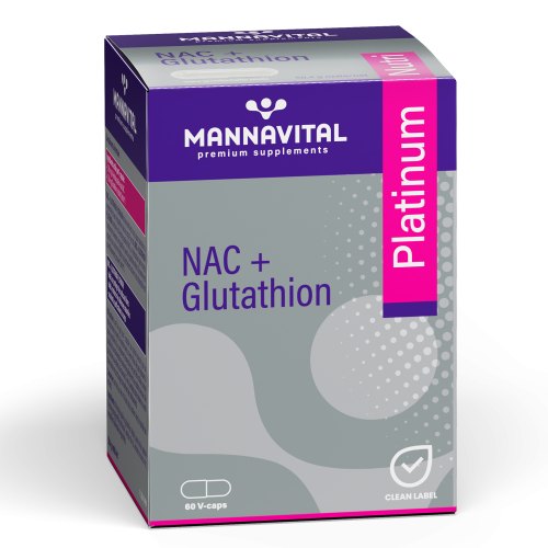 Mannavital NAC + Glutathion Platinum 60 capsules - Gezondheid aan huis Mannavital NAC + Glutathion Platinum 60 capsules - Gezondheid aan huis