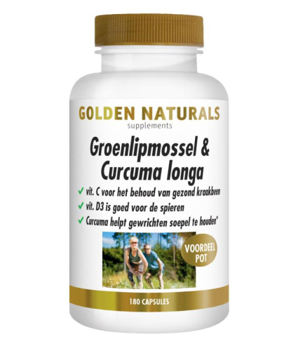 180 Kapseln Golden Naturals Groenlipmossel & Curcuma longa Voordeelpot