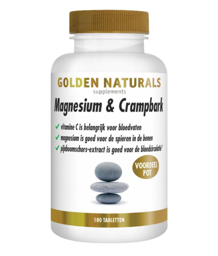 180 Tabletten Golden Naturals Magnesium & Crampbark Voordeelpot