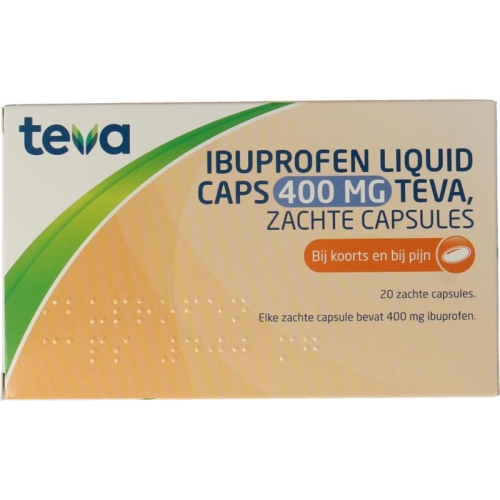 20 capsules Teva Ibuprofen 400 mg Liquid Caps