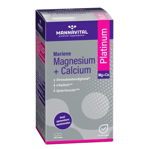 120 vegacaps Mannavital Mariene Magnesium + Calcium Platinum