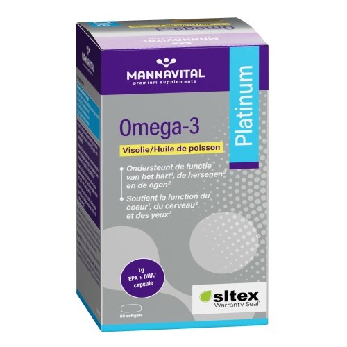 60 Softgels Mannavital Omega-3 Platinum Visolie