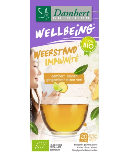 20 bags Damhert Wellbeing Thee Weerstand Gember Limoen Biologisch