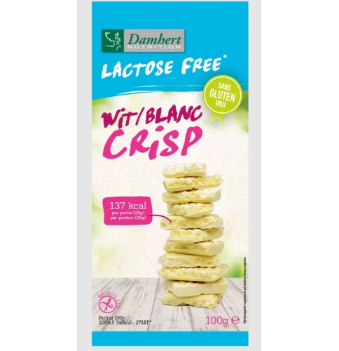 Damhert Lactosevrij Chocoladetablet Wit Crispy