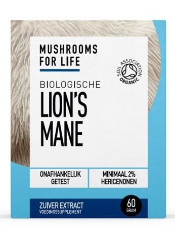 60 gram Mushrooms For Life Lion's Mane Powder Biologisch