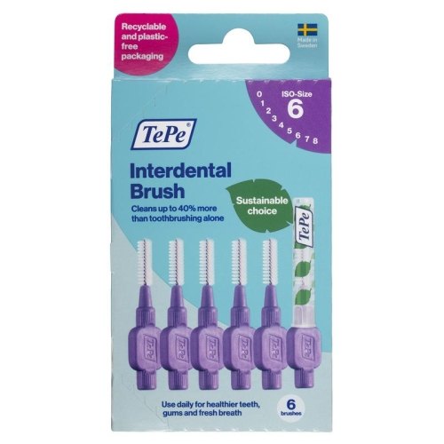 6 Stücke TePe Interdental Brush Original 2,0 mm Paars Size 6