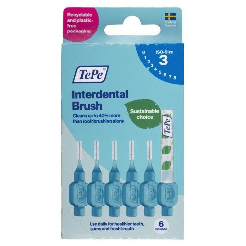 6 Stücke TePe Interdental Brush Original 1,1 mm Blauw Size 3
