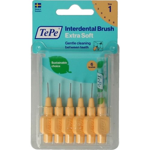TePe Interdental Brush Extra Soft 0,45 mm Licht Oranje Size 1 6 Stücke