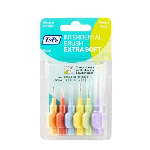 6 stuks TePe Interdental Brush Extra Soft Assorti