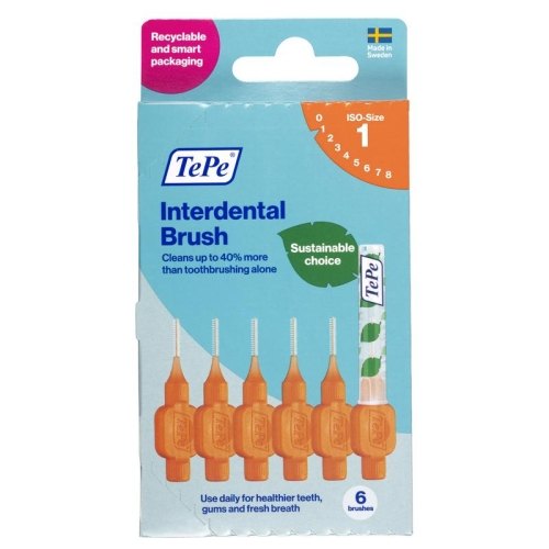 6 Stücke TePe Interdental Brush Original 0,7 mm Oranje Size 1