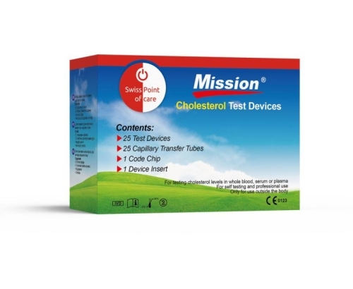 Swiss Point of Care Mission Cholesterol 3-in-1 Teststrips 25 Stücke