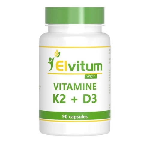 90 Vcaps Elvitum Vitamine K2 + D3 Forte